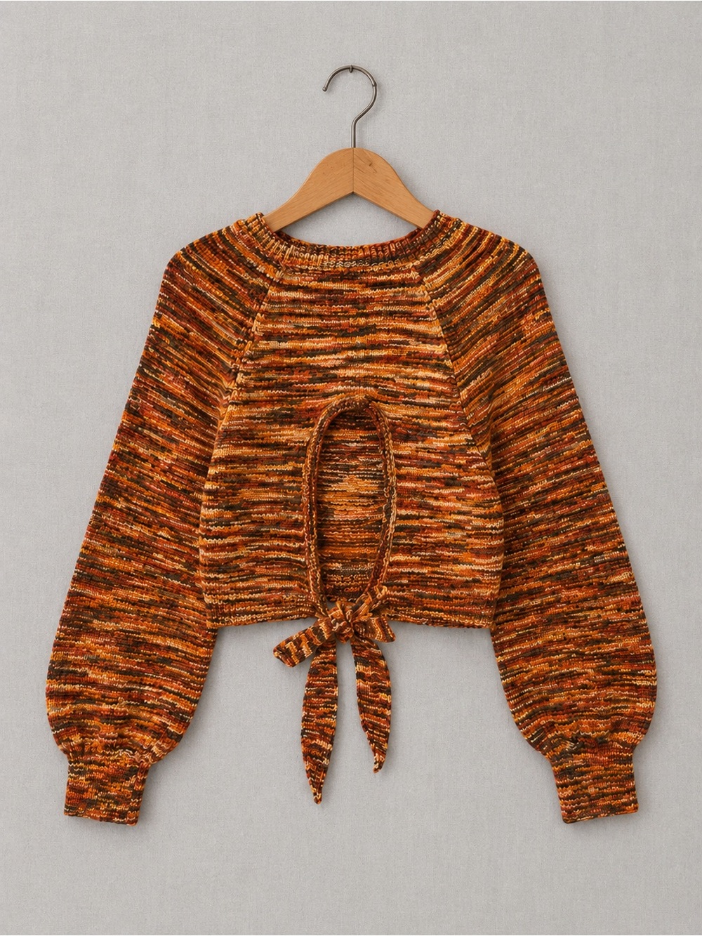 Vanilla Star Rust Multicolor Open Back Crewneck Sweater